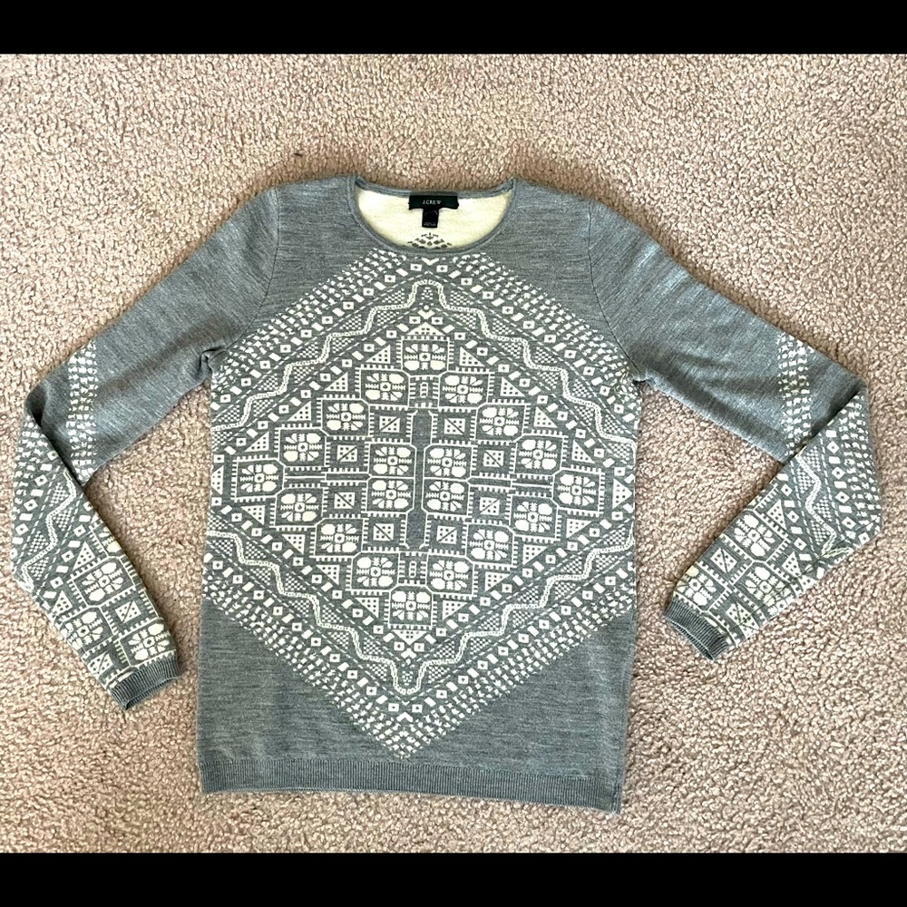 J. Crew women’s merino wool sweater with geometric pattern size XS